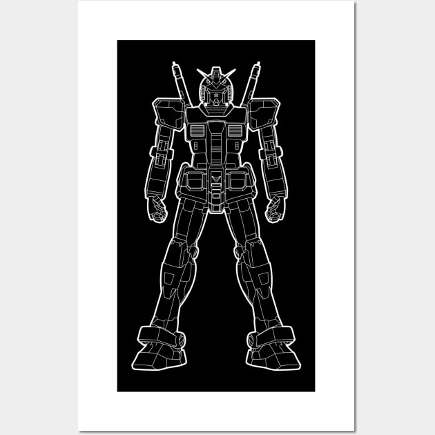 GUNDAM RX 78 2 OUTLINE LINE ART BLACK WHITE SKETCH Wall Art by Gundam Artwork